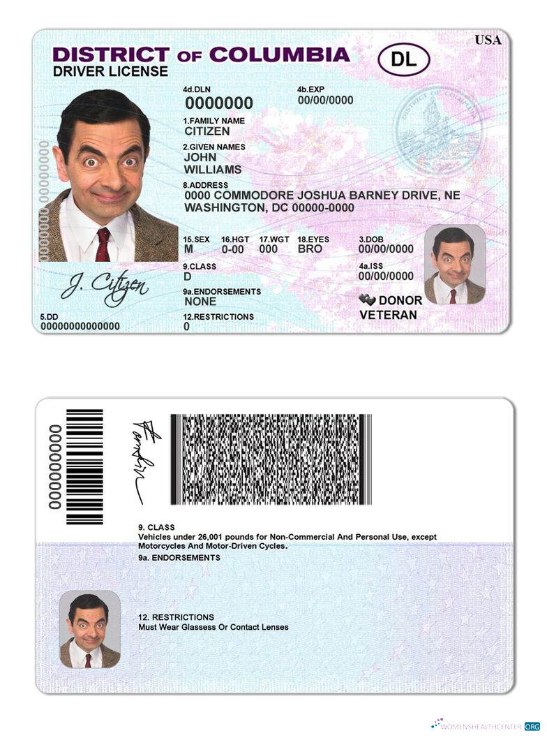 download USA District of Columbia driving license